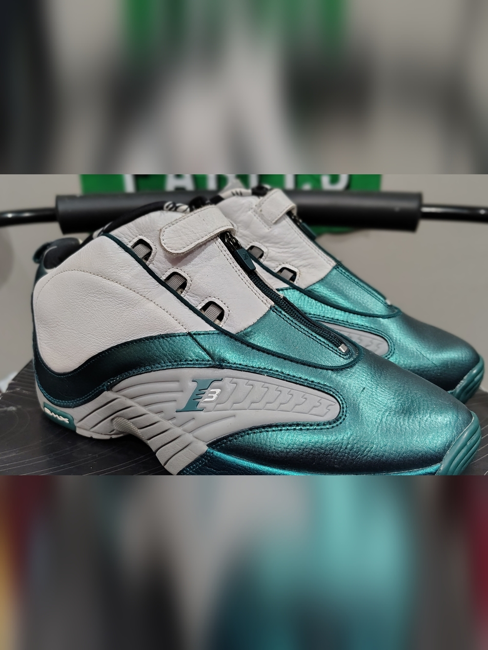 Reebok Answer IV "The Tunnel" sneakers in a deep teal, white, and grey colorway - Picture 2 of 8